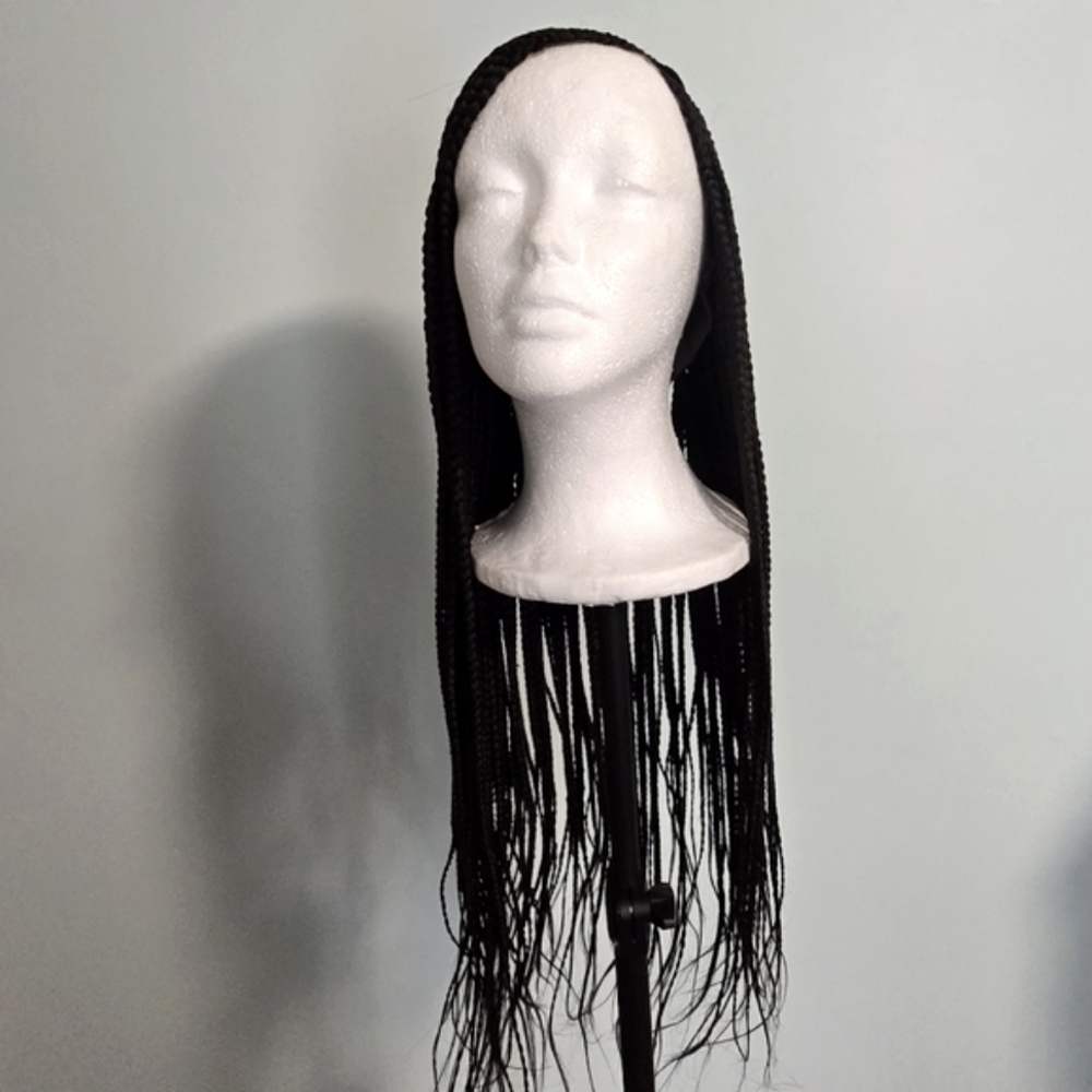 Elegant Handmade Braided Lace Wig, Knotless Box Braids Long Dark Brown Wig - New